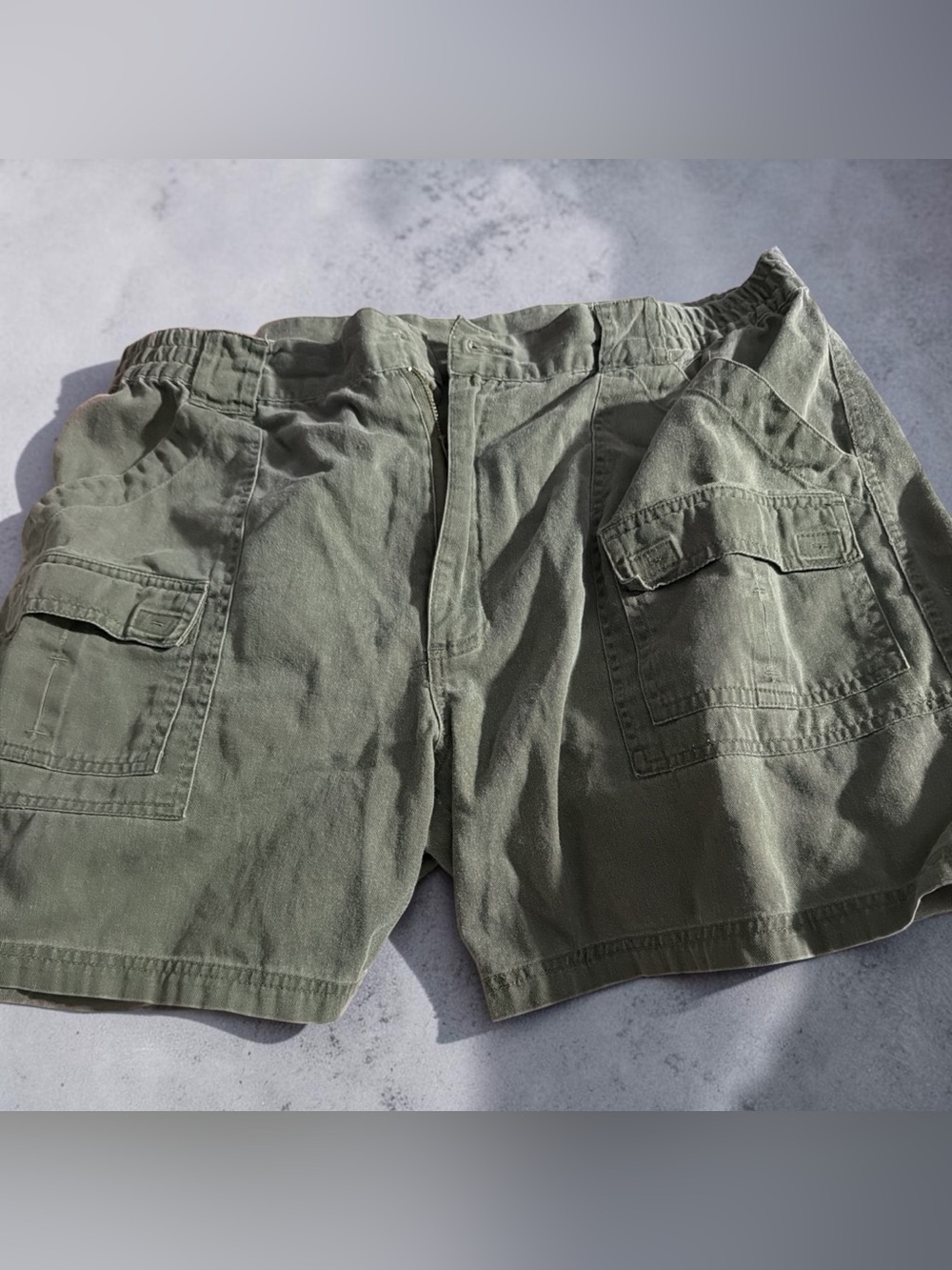 Men's Olive Green Cargo Shorts-Size 38